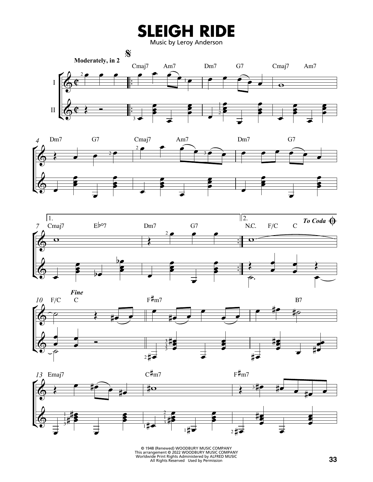 Leroy Anderson Sleigh Ride (arr. Mark Phillips) Sheet Music Notes & Chords for Easy Guitar Tab - Download or Print PDF