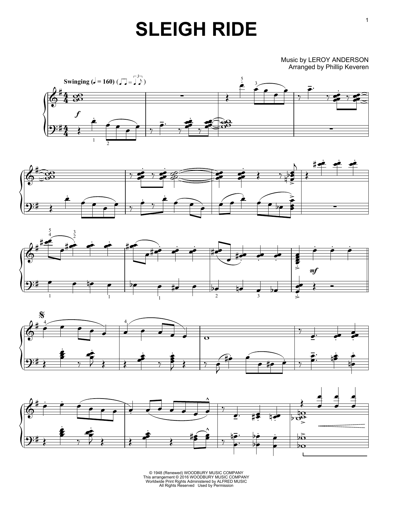 Leroy Anderson Sleigh Ride Sheet Music Notes & Chords for Piano - Download or Print PDF