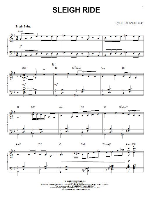 Leroy Anderson Sleigh Ride [Jazz version] (arr. Brent Edstrom) Sheet Music Notes & Chords for Piano - Download or Print PDF