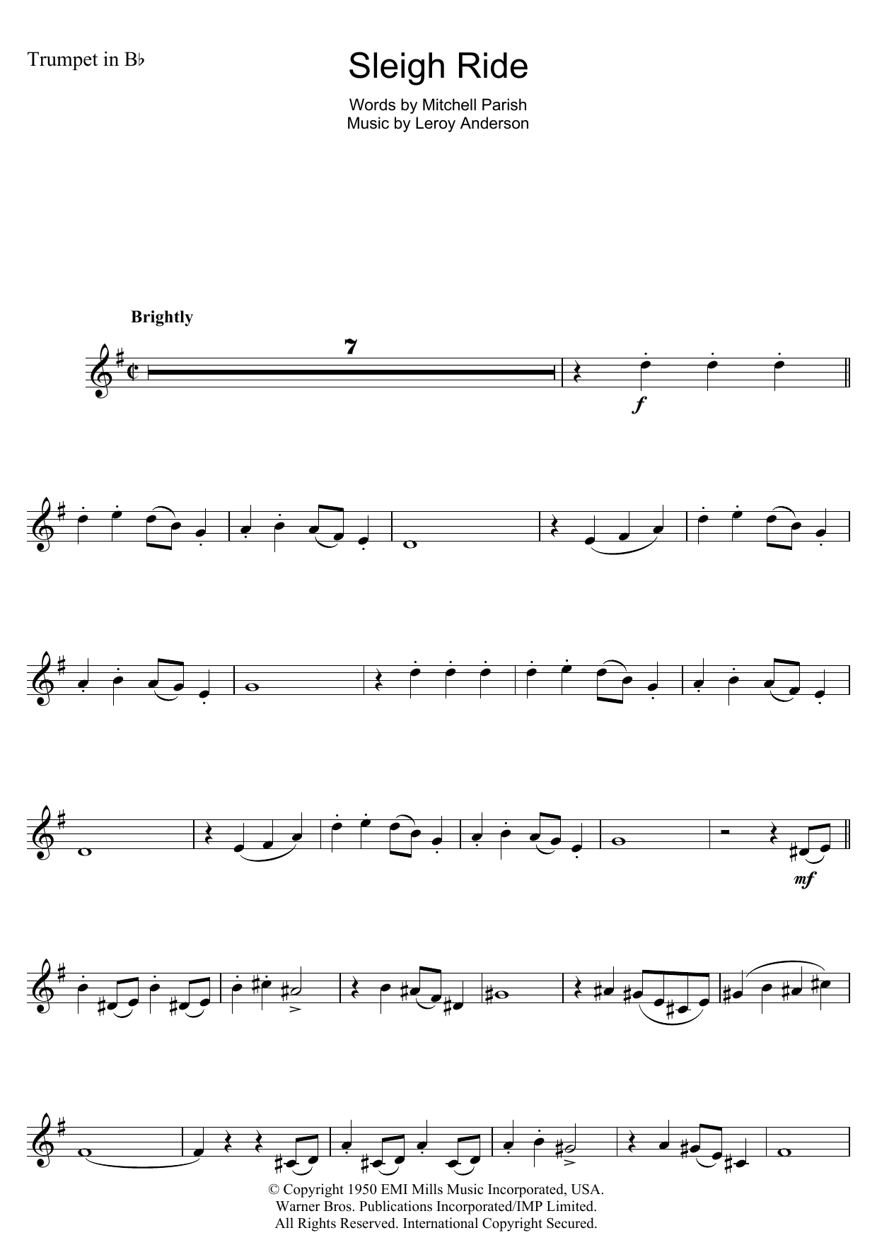 Leroy Anderson Sleigh Ride Sheet Music Notes & Chords for Easy Guitar Tab - Download or Print PDF