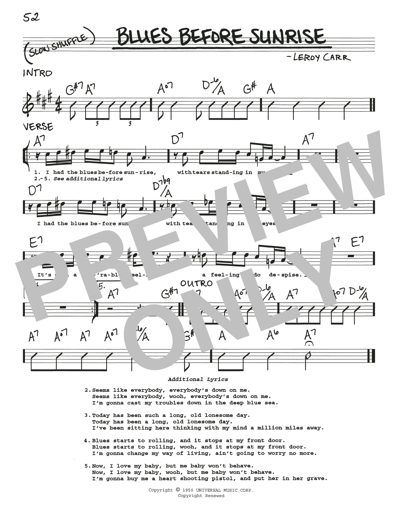 Leroy Carr Blues Before Sunrise Sheet Music Notes & Chords for Piano, Vocal & Guitar Chords (Right-Hand Melody) - Download or Print PDF