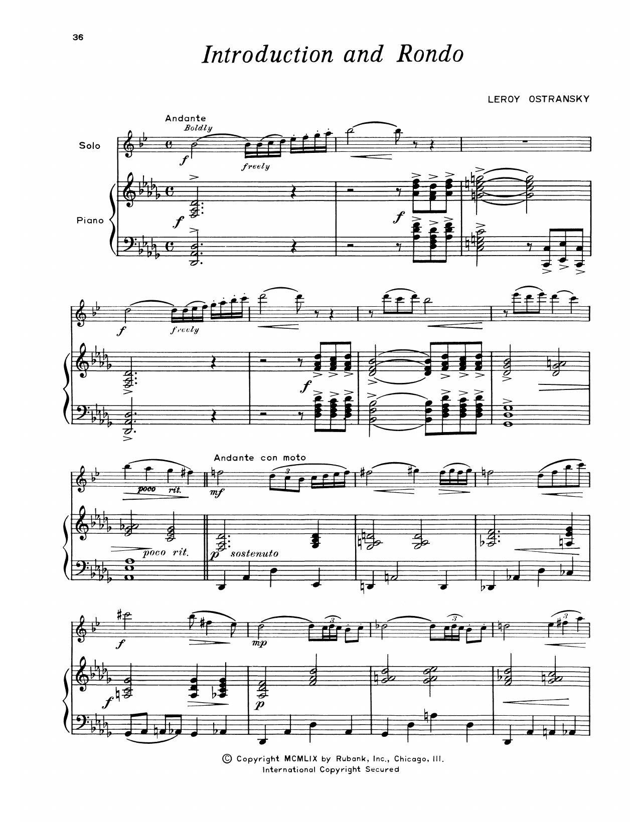 Leroy Ostransky Introduction And Rondo Sheet Music Notes & Chords for Alto Sax and Piano - Download or Print PDF