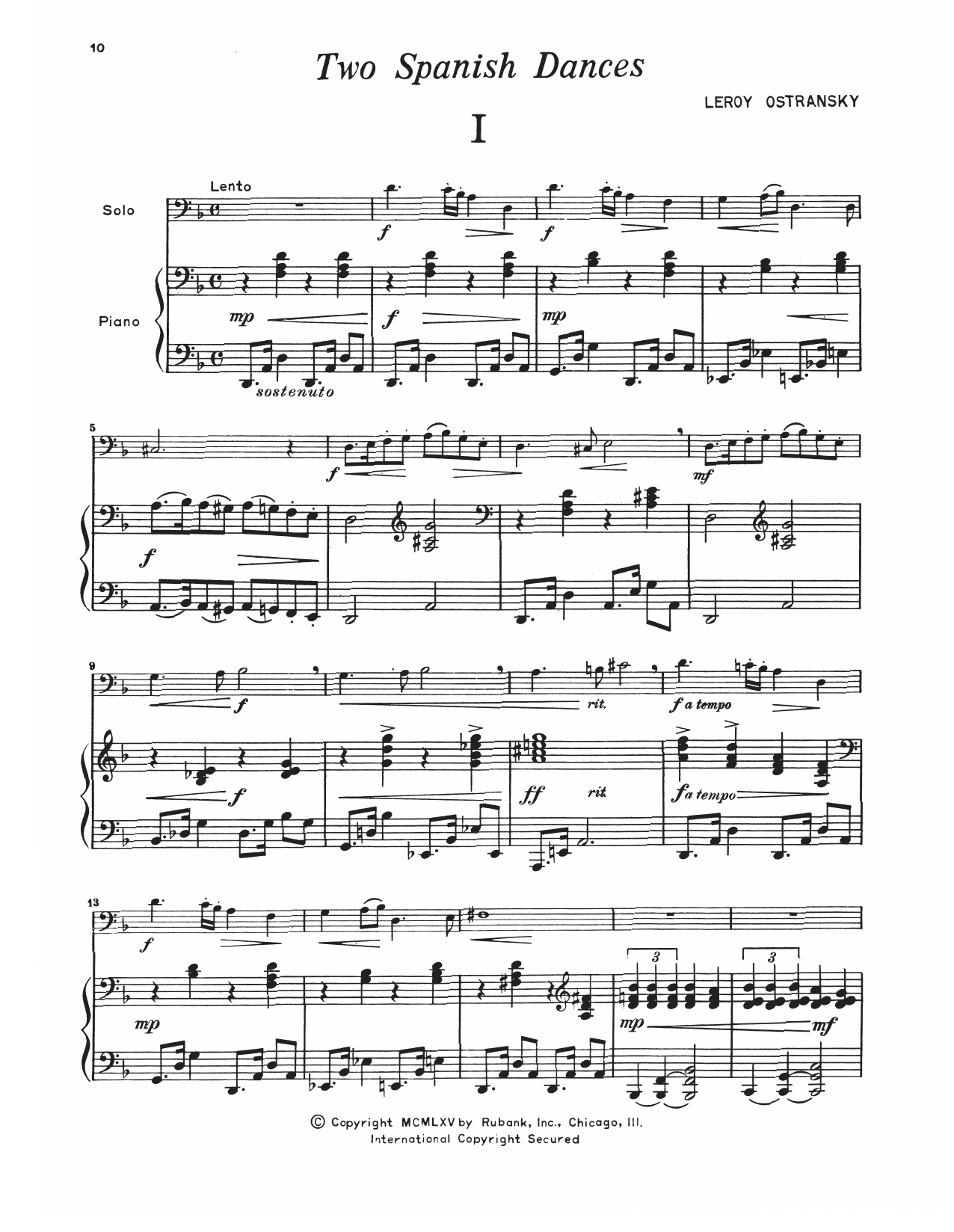Leroy Ostransky Two Spanish Dances Sheet Music Notes & Chords for Trombone and Piano - Download or Print PDF