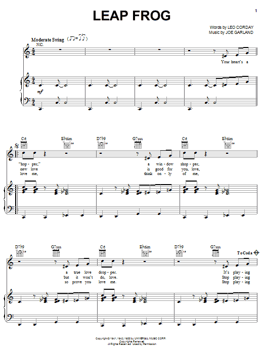 Les Brown Leap Frog Sheet Music Notes & Chords for Piano, Vocal & Guitar (Right-Hand Melody) - Download or Print PDF