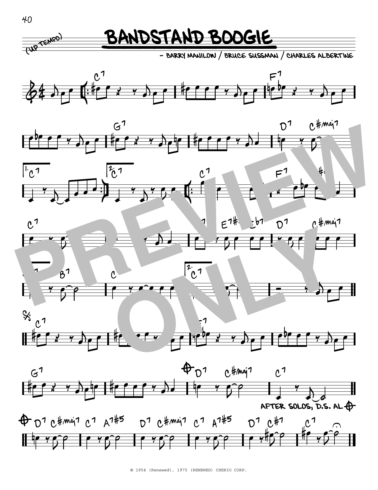 Les Elgart Bandstand Boogie Sheet Music Notes & Chords for Real Book – Melody & Chords - Download or Print PDF