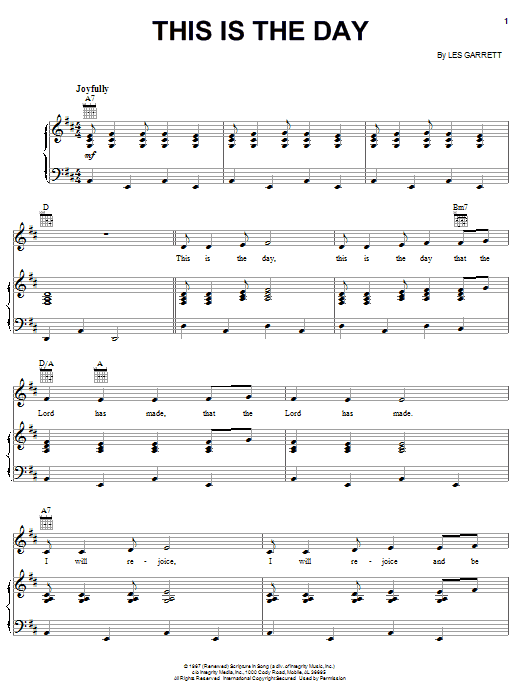 Les Garrett This Is The Day Sheet Music Notes & Chords for Melody Line, Lyrics & Chords - Download or Print PDF