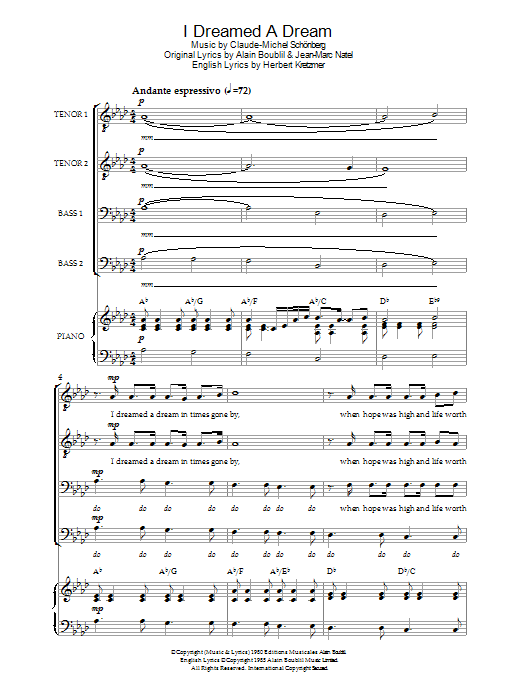 Boublil and Schonberg I Dreamed A Dream (from Les Miserables) Sheet Music Notes & Chords for SSA - Download or Print PDF