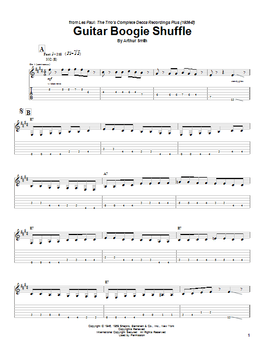 Les Paul Guitar Boogie Shuffle Sheet Music Notes & Chords for Guitar Tab - Download or Print PDF Les Paul Guitar Boogie Shuffle Sheet Music Notes & Chords for Guitar Tab - Download or Print PDF