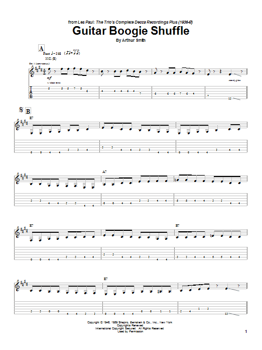 Les Paul Guitar Boogie Shuffle Sheet Music Notes & Chords for Guitar Tab - Download or Print PDF