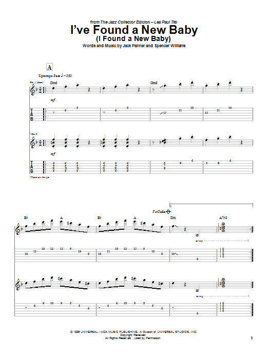 Les Paul I've Found A New Baby (I Found A New Baby) Sheet Music Notes & Chords for Guitar Tab - Download or Print PDF