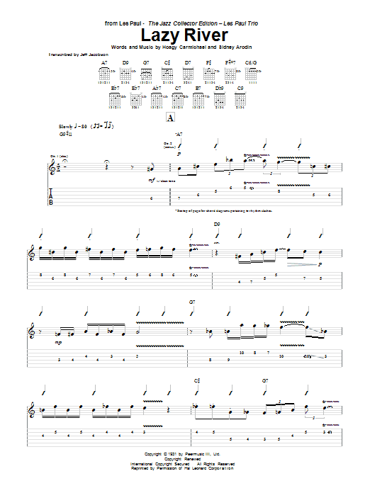 Les Paul Lazy River sheet music notes and chords. Download Printable PDF.