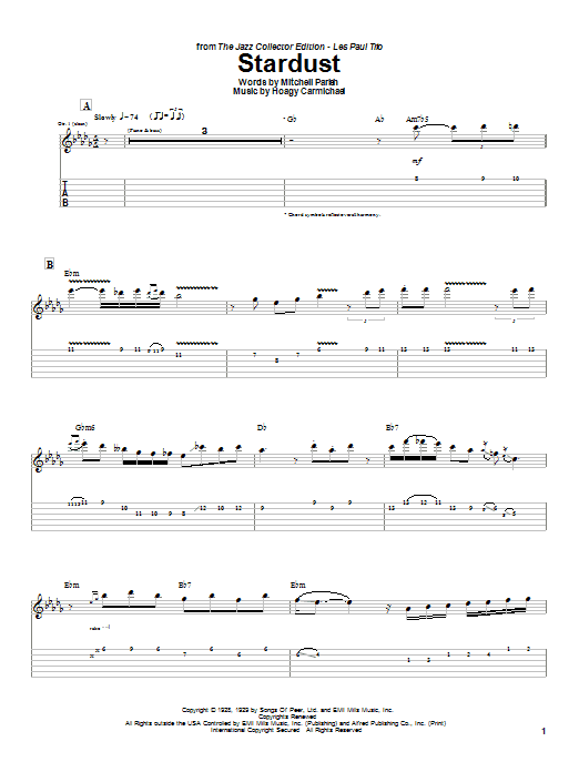 Les Paul Stardust Sheet Music Notes & Chords for Guitar Tab - Download or Print PDF