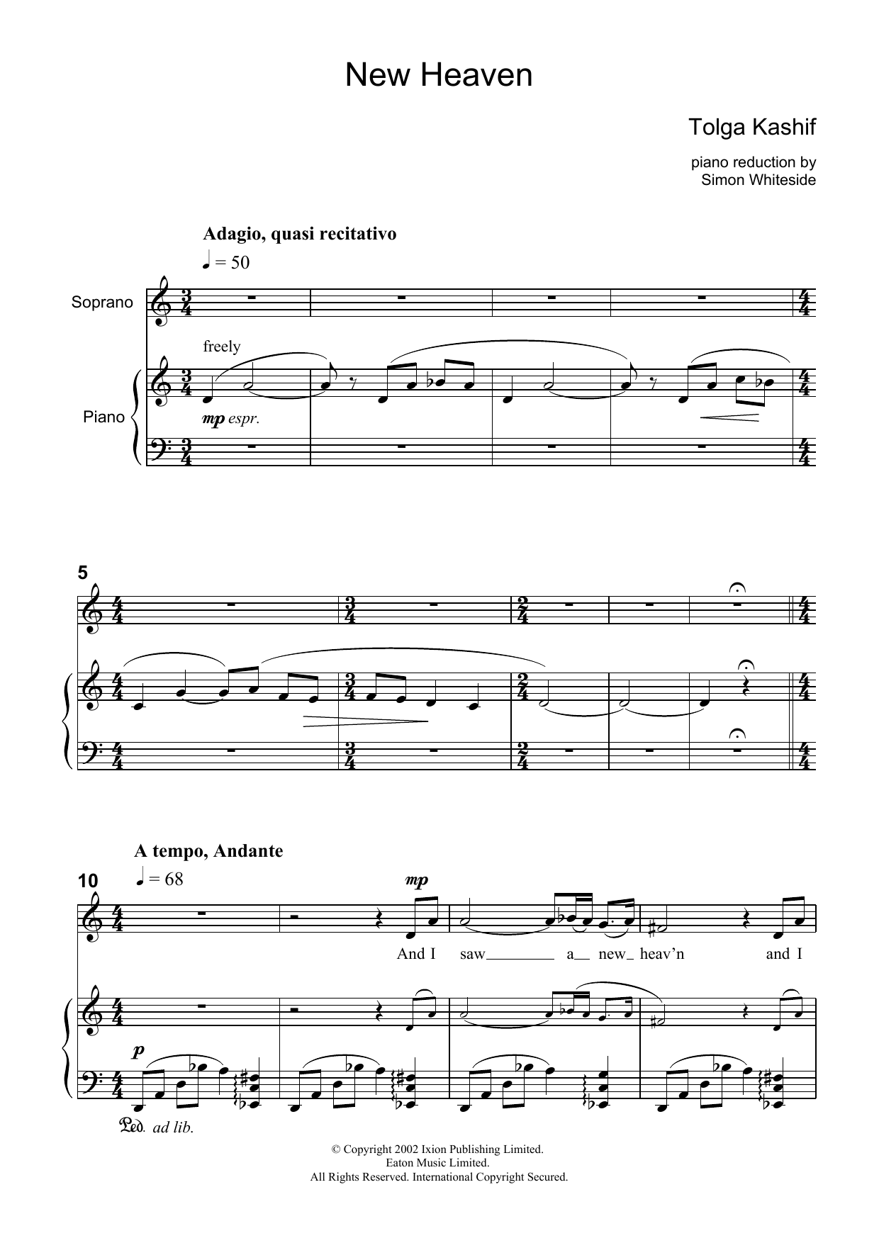 Lesley Garrett A New Heaven Sheet Music Notes & Chords for Piano & Vocal - Download or Print PDF
