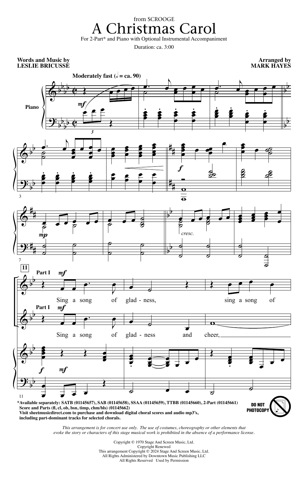 Leslie Bricusse A Christmas Carol (from Scrooge) (arr. Mark Hayes) Sheet Music Notes & Chords for SATB Choir - Download or Print PDF
