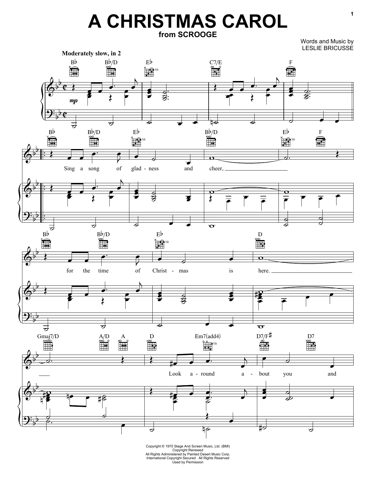 Leslie Bricusse A Christmas Carol Sheet Music Notes & Chords for Melody Line, Lyrics & Chords - Download or Print PDF