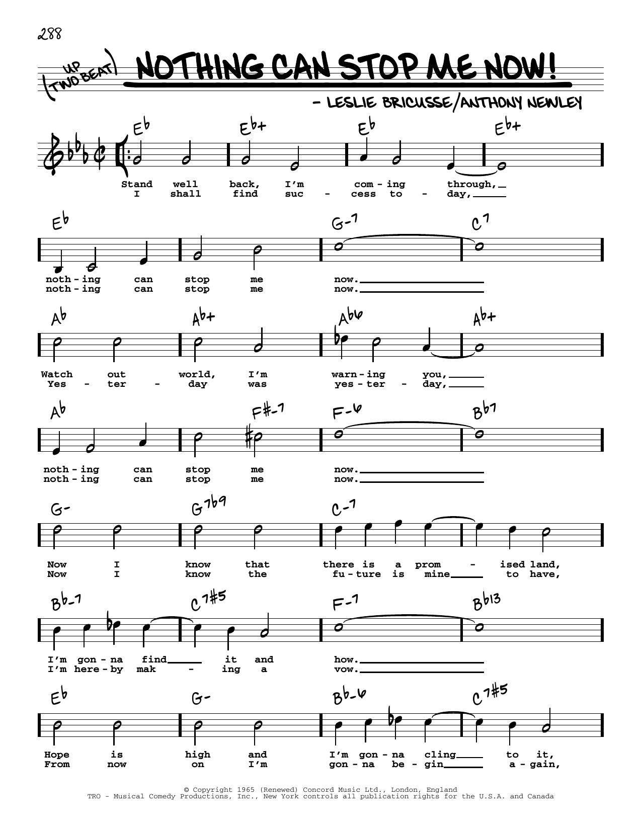 Leslie Bricusse and Anthony Newley Nothing Can Stop Me Now! (High Voice) (from The Roar Of The Greasepaint - The Smell Of The Crowd) Sheet Music Notes & Chords for Real Book – Melody, Lyrics & Chords - Download or Print PDF