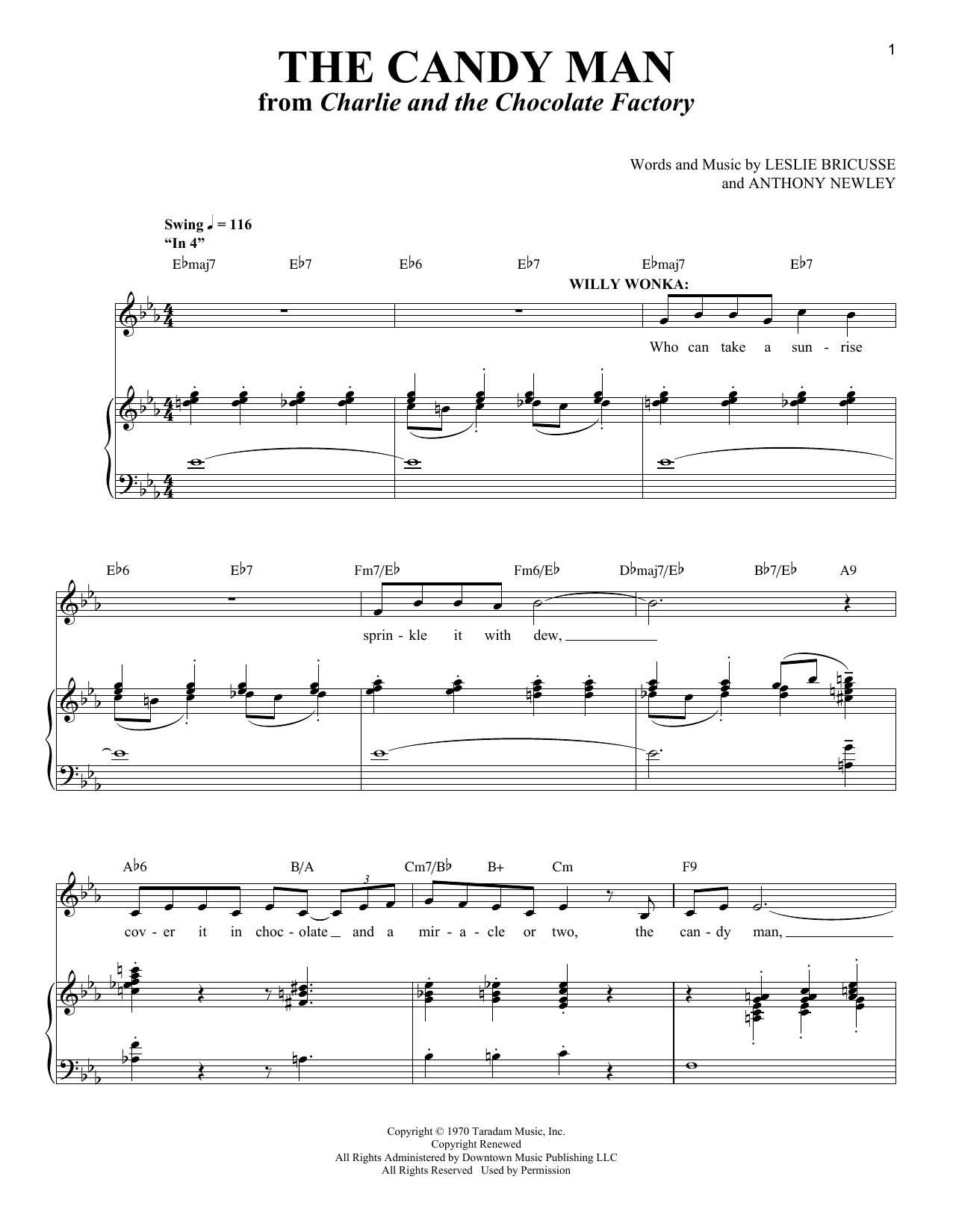 Leslie Bricusse and Anthony Newley The Candy Man (from Charlie and the Chocolate Factory) Sheet Music Notes & Chords for Piano & Vocal - Download or Print PDF