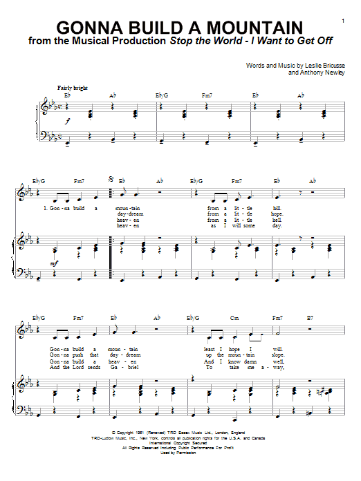 Leslie Bricusse Gonna Build A Mountain Sheet Music Notes & Chords for Ukulele - Download or Print PDF