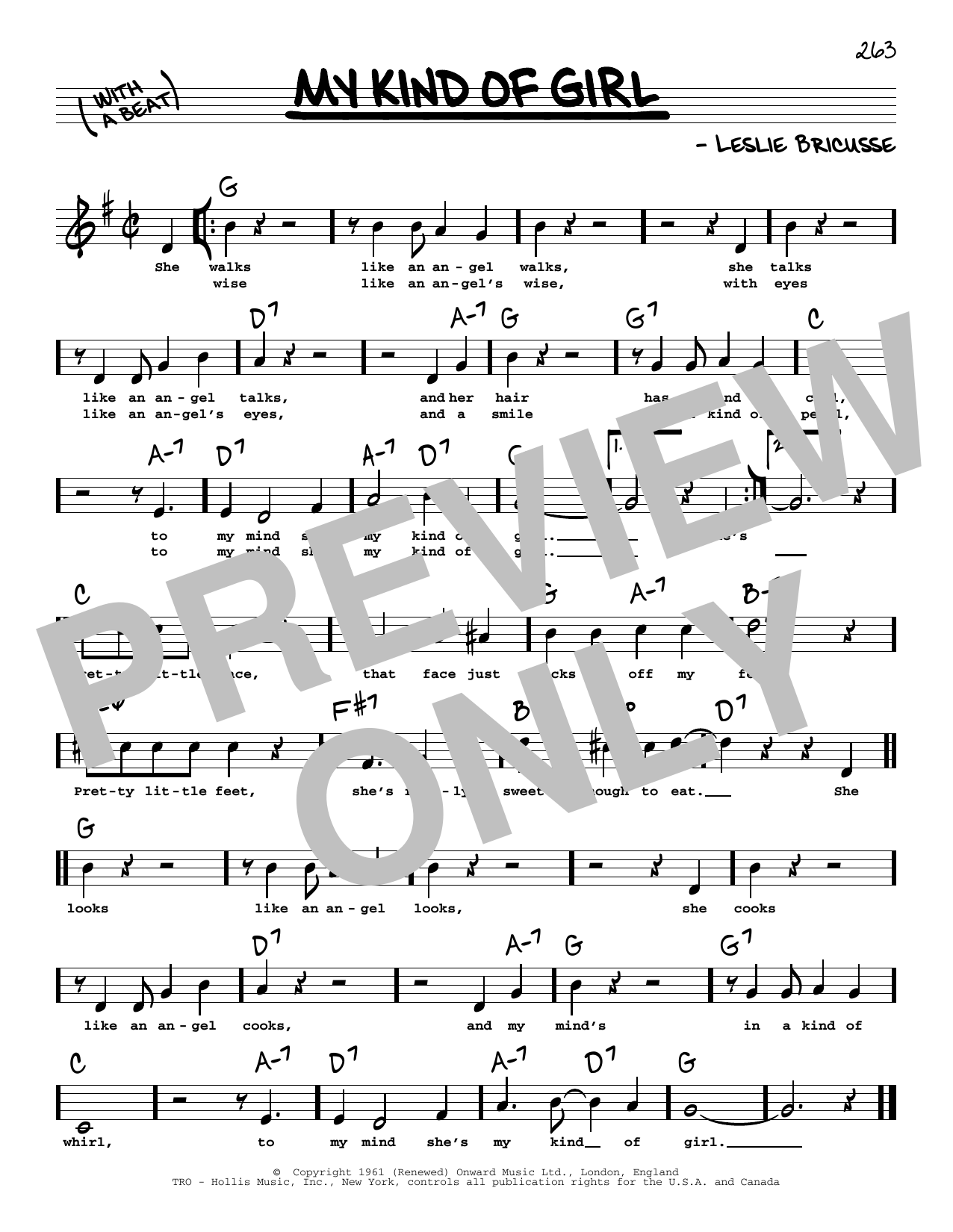 Leslie Bricusse My Kind Of Girl (High Voice) Sheet Music Notes & Chords for Real Book – Melody, Lyrics & Chords - Download or Print PDF