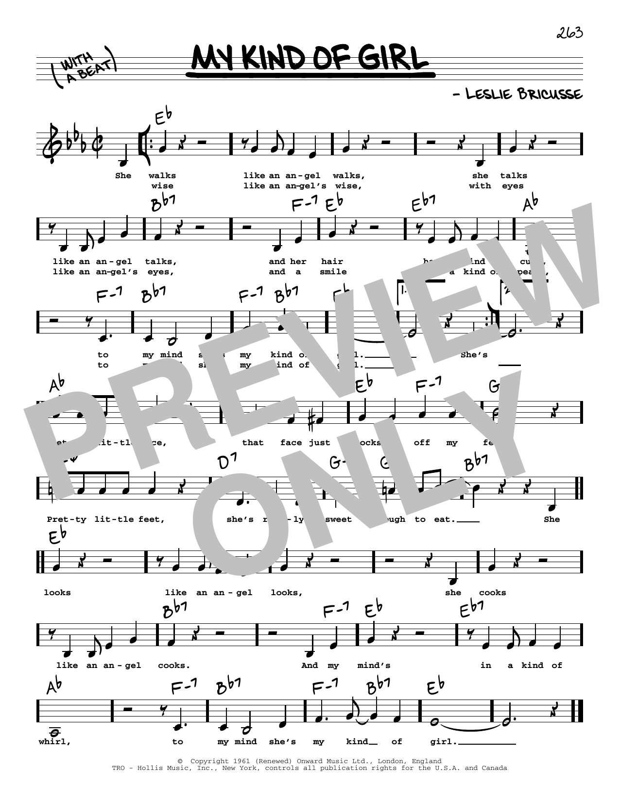 Leslie Bricusse My Kind Of Girl (Low Voice) Sheet Music Notes & Chords for Real Book – Melody, Lyrics & Chords - Download or Print PDF