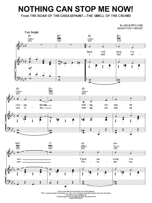 Leslie Bricusse Nothing Can Stop Me Now! Sheet Music Notes & Chords for Piano, Vocal & Guitar (Right-Hand Melody) - Download or Print PDF