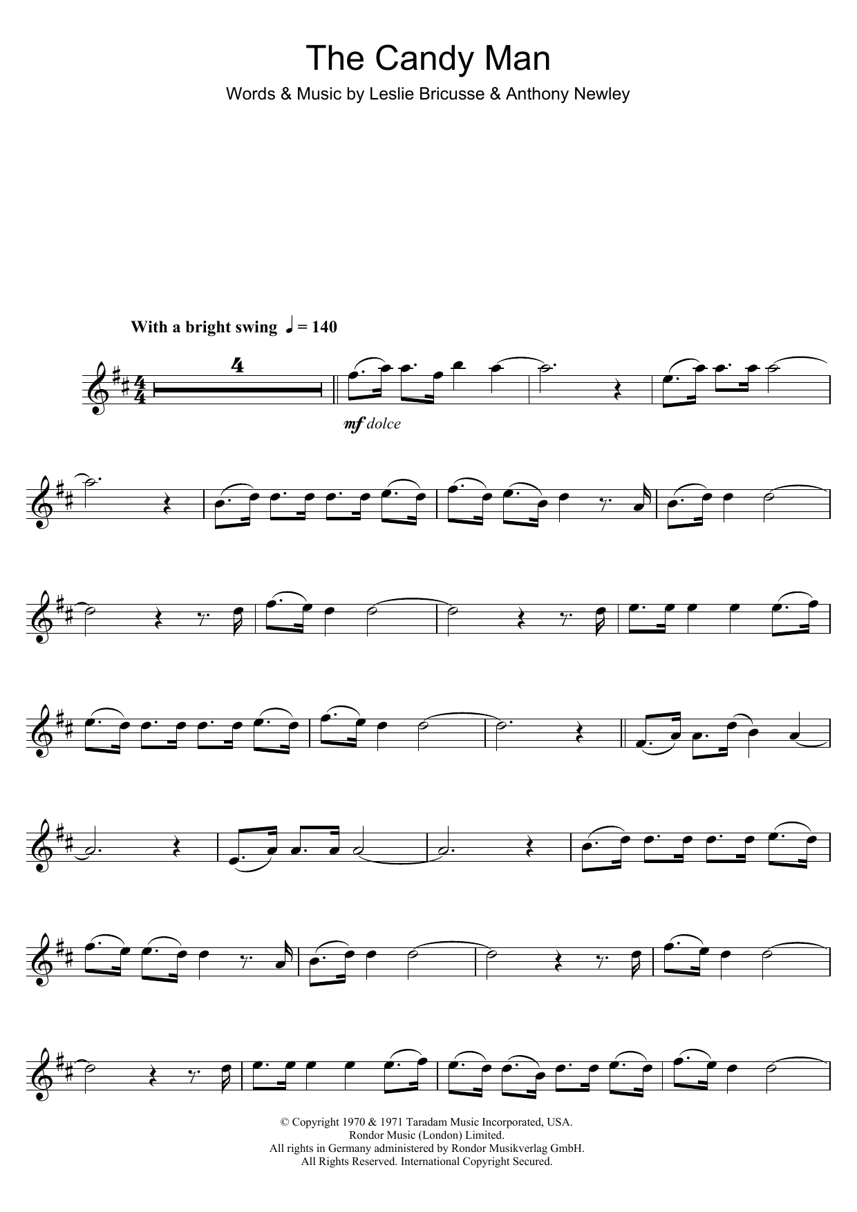 Leslie Bricusse The Candy Man (from Willy Wonka And The Chocolate Factory) Sheet Music Notes & Chords for Beginner Piano - Download or Print PDF