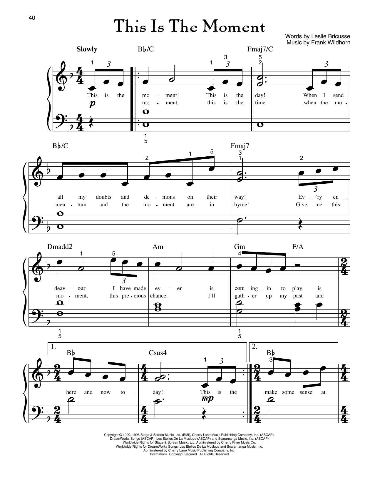 Leslie Bricusse This Is The Moment (from Jekyll And Hyde) Sheet Music Notes & Chords for Big Note Piano - Download or Print PDF