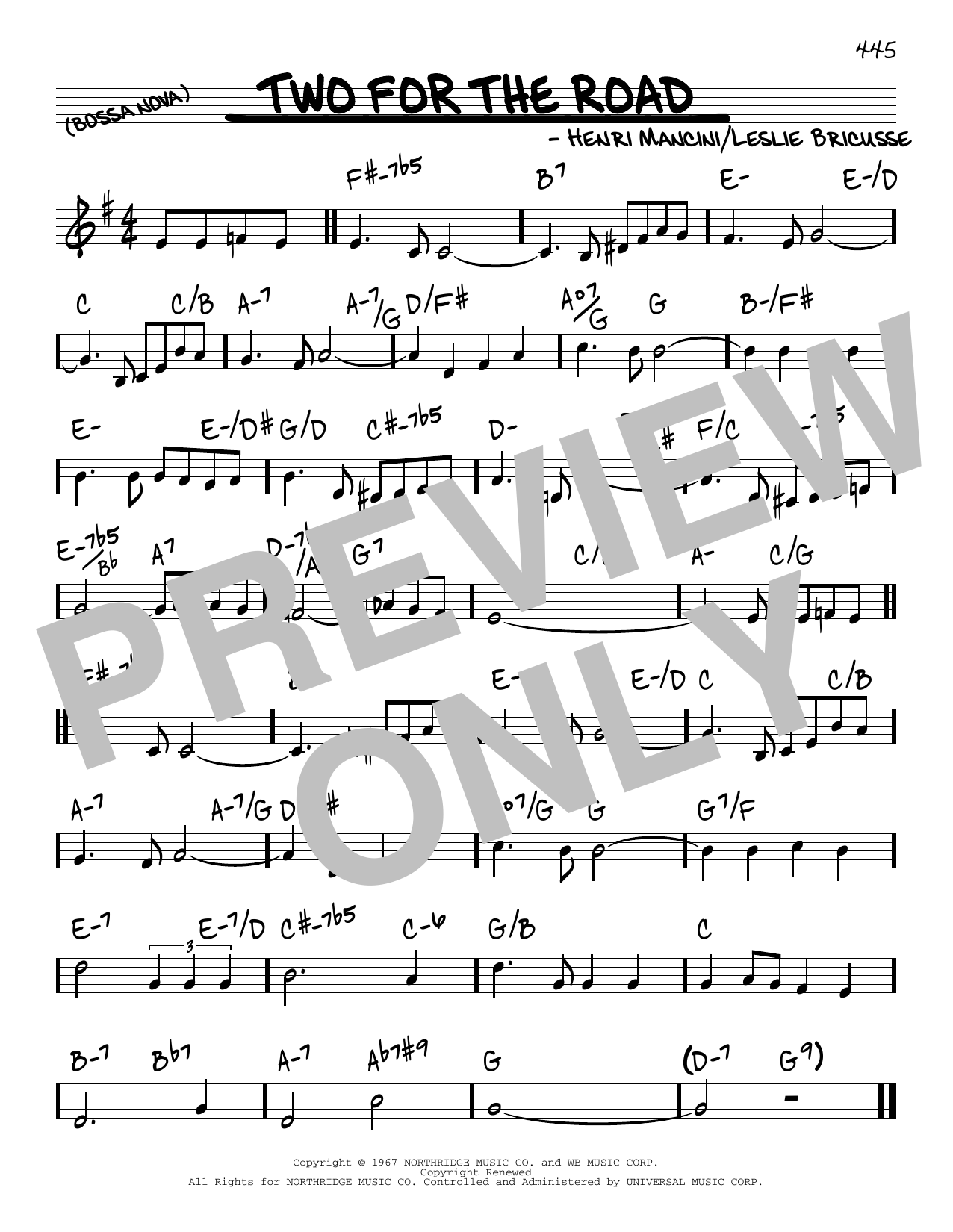 Leslie Bricusse Two For The Road Sheet Music Notes & Chords for Real Book – Melody & Chords - Download or Print PDF