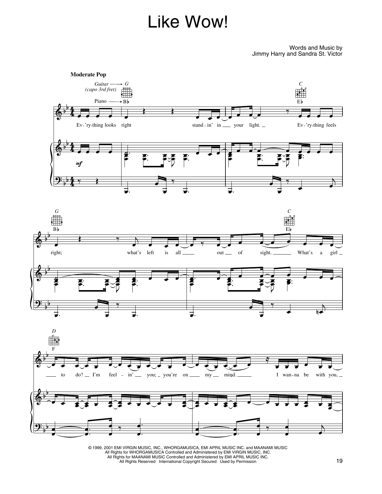 Leslie Carter Like Wow! (from Shrek) Sheet Music Notes & Chords for Piano, Vocal & Guitar Chords (Right-Hand Melody) - Download or Print PDF