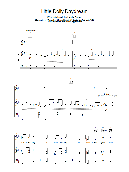 Leslie Stuart Little Dolly Daydream sheet music notes and chords. Download Printable PDF.