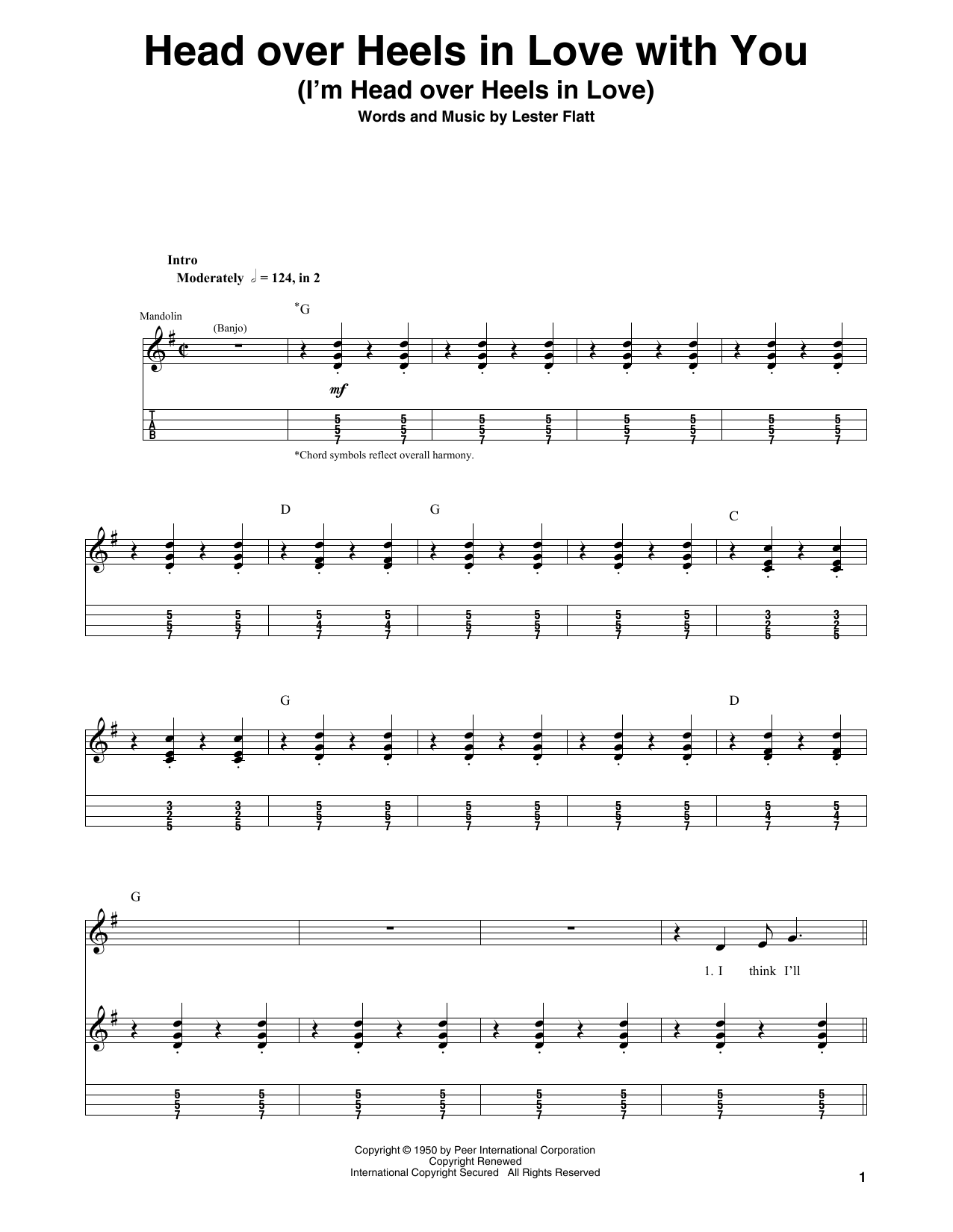 Lester Flatt Head Over Heels In Love With You (I'm Head Over Heels In Love) Sheet Music Notes & Chords for Real Book – Melody, Lyrics & Chords - Download or Print PDF