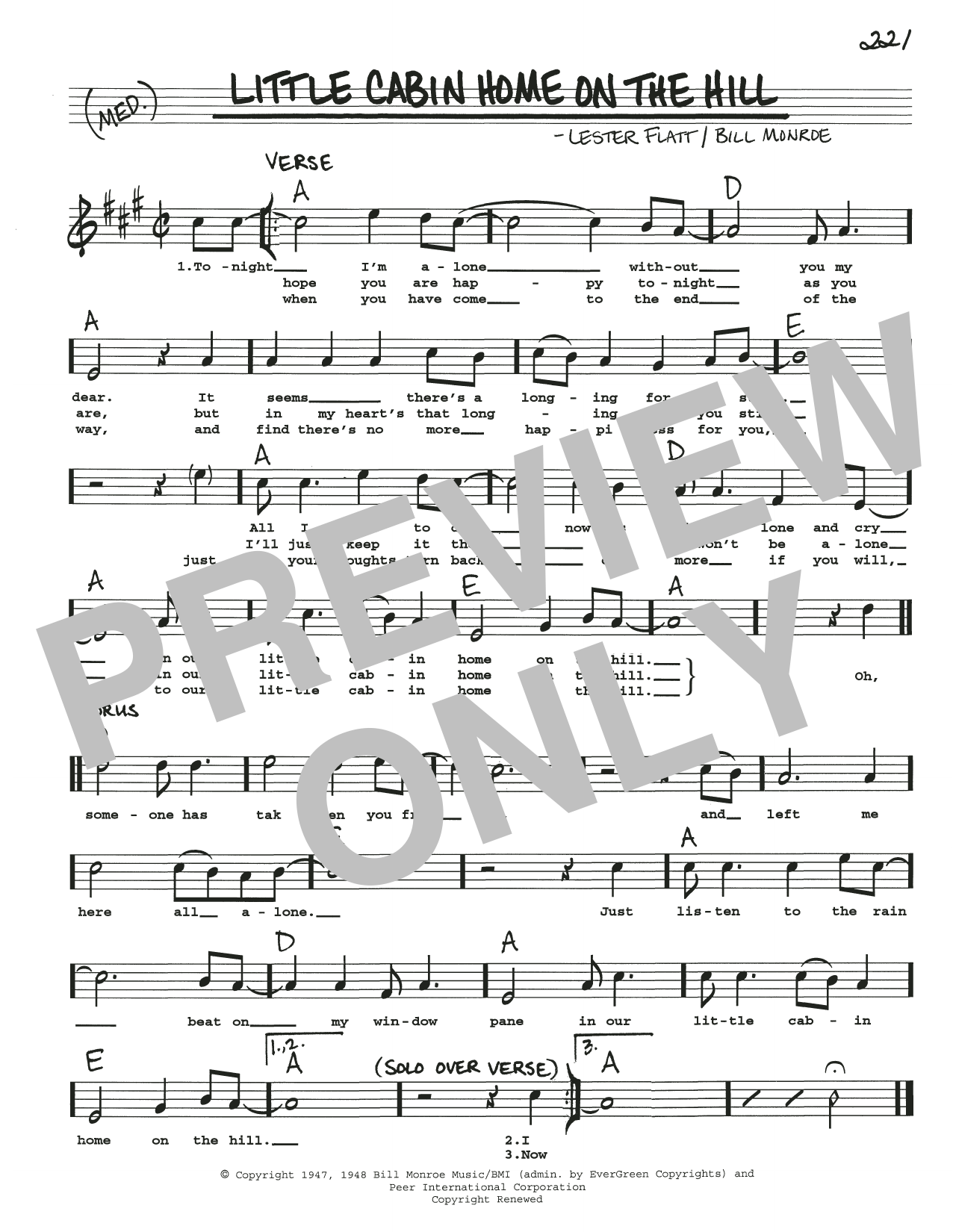 Lester Flatt Little Cabin Home On The Hill Sheet Music Notes & Chords for Real Book – Melody, Lyrics & Chords - Download or Print PDF