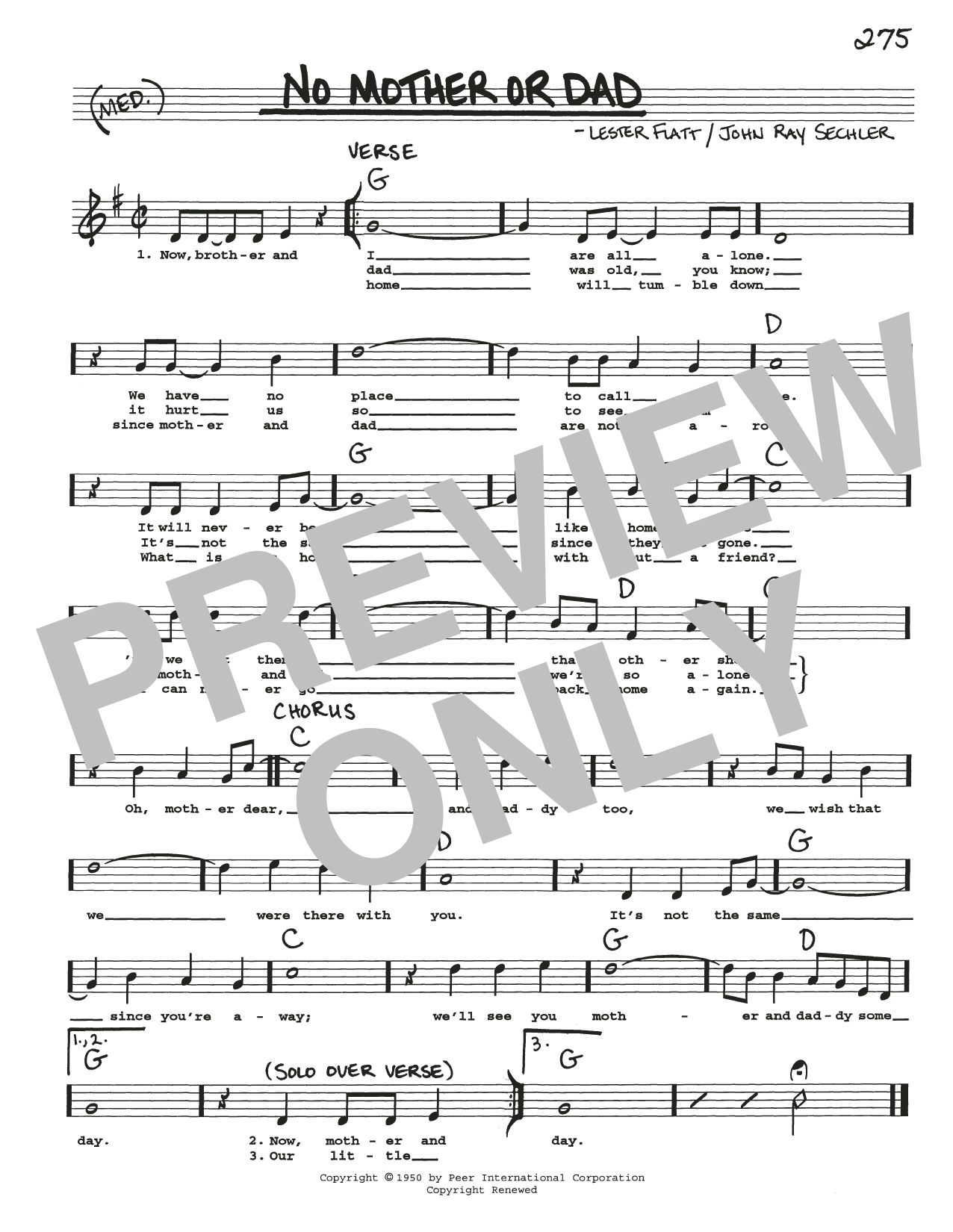 Lester Flatt No Mother Or Dad Sheet Music Notes & Chords for Real Book – Melody, Lyrics & Chords - Download or Print PDF