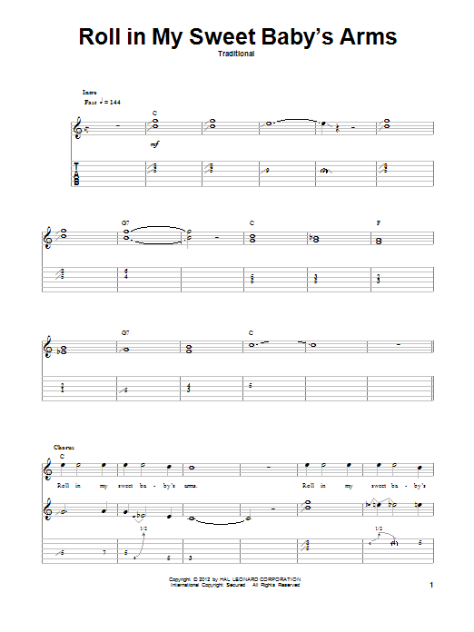 Lester Flatt Roll In My Sweet Baby's Arms Sheet Music Notes & Chords for Guitar Tab Play-Along - Download or Print PDF