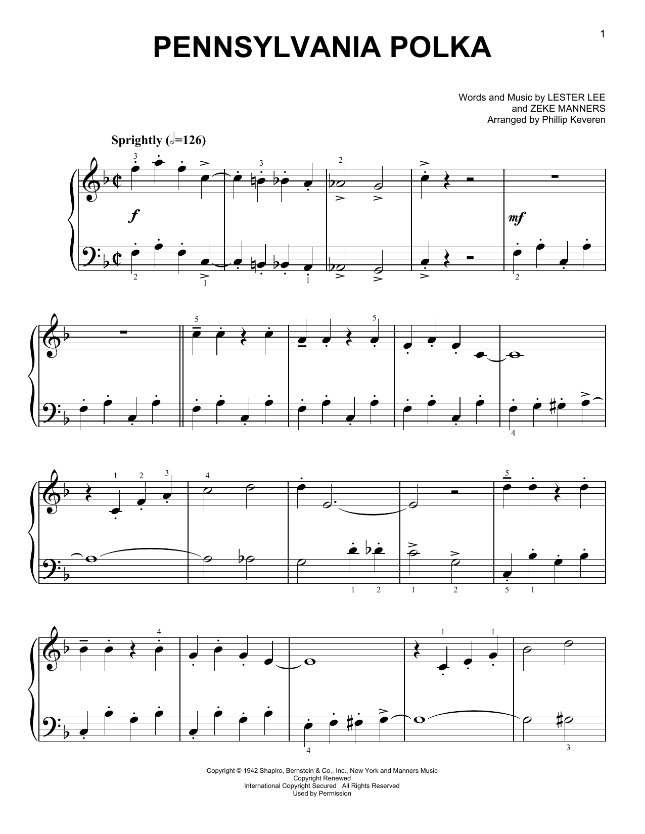 Lester Lee Pennsylvania Polka [Classical version] (arr. Phillip Keveren) Sheet Music Notes & Chords for Easy Piano - Download or Print PDF