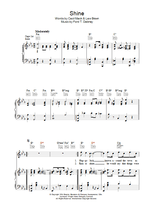 Lew Brown Shine Sheet Music Notes & Chords for Real Book – Melody, Lyrics & Chords - Download or Print PDF