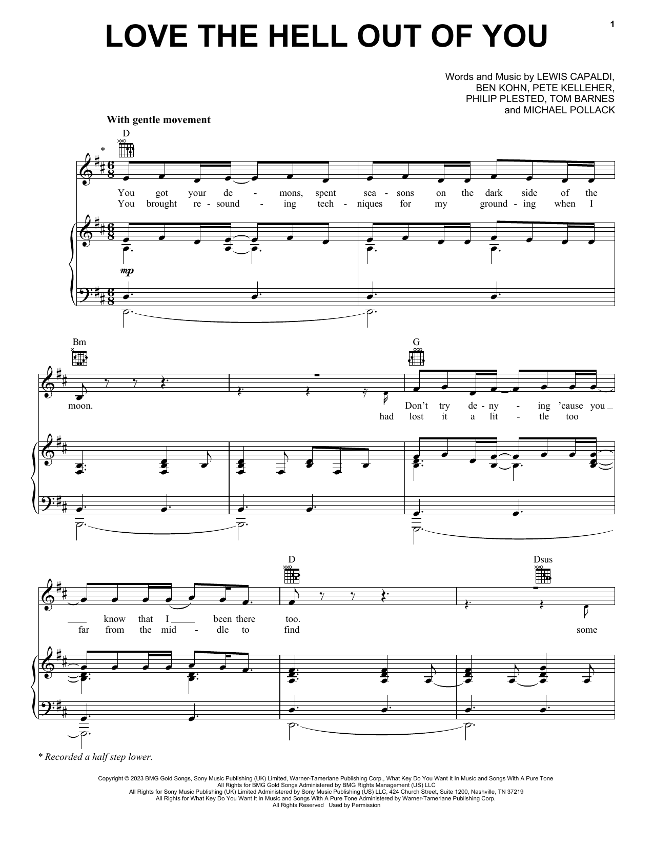 Lewis Capaldi Love The Hell Out Of You Sheet Music Notes & Chords for Piano, Vocal & Guitar Chords (Right-Hand Melody) - Download or Print PDF