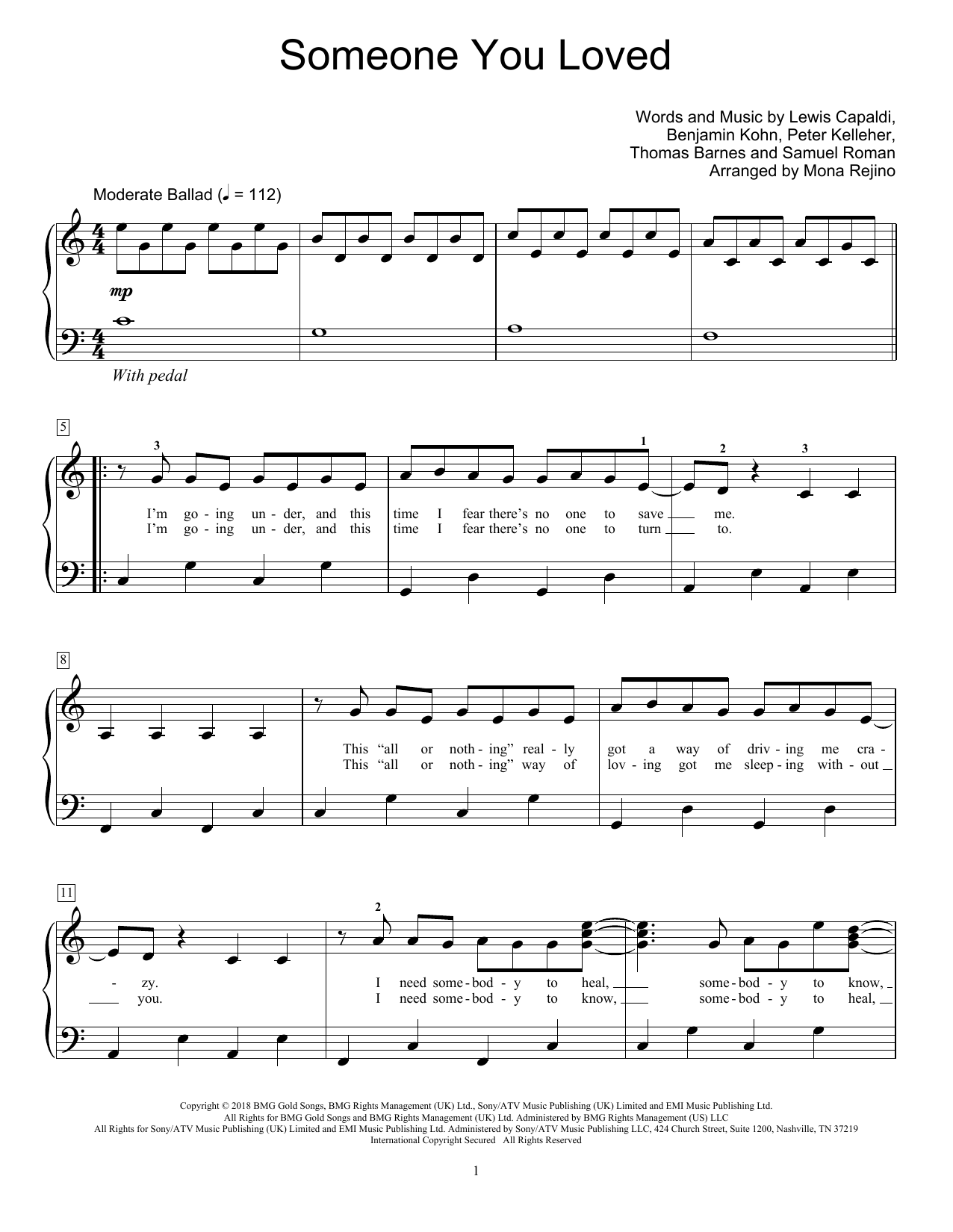 Lewis Capaldi Someone You Loved (arr. Mona Rejino) Sheet Music Notes & Chords for Educational Piano - Download or Print PDF