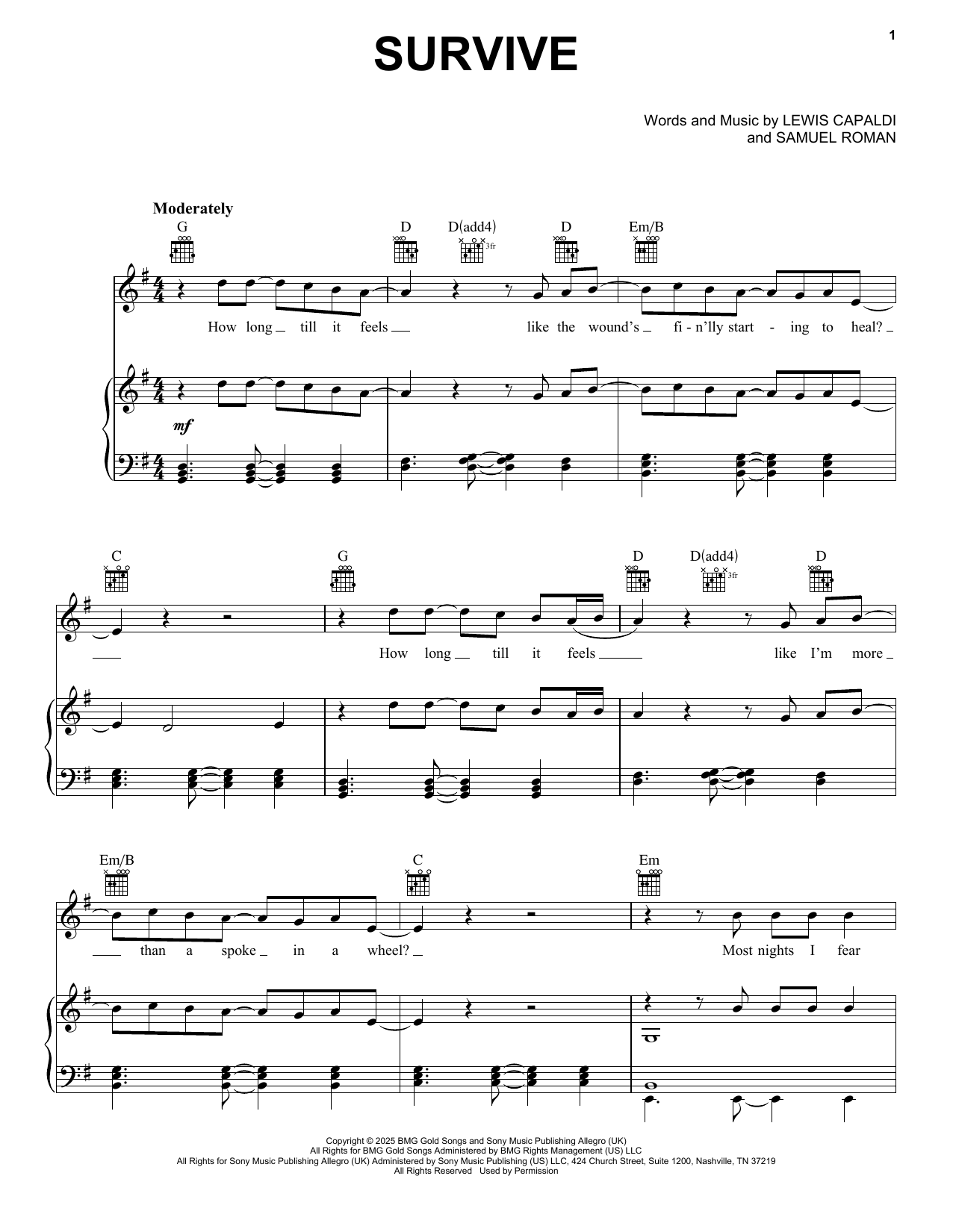 Lewis Capaldi Survive Sheet Music Notes & Chords for Super Easy Piano - Download or Print PDF Lewis Capaldi Survive Sheet Music Notes & Chords for Super Easy Piano - Download or Print PDF