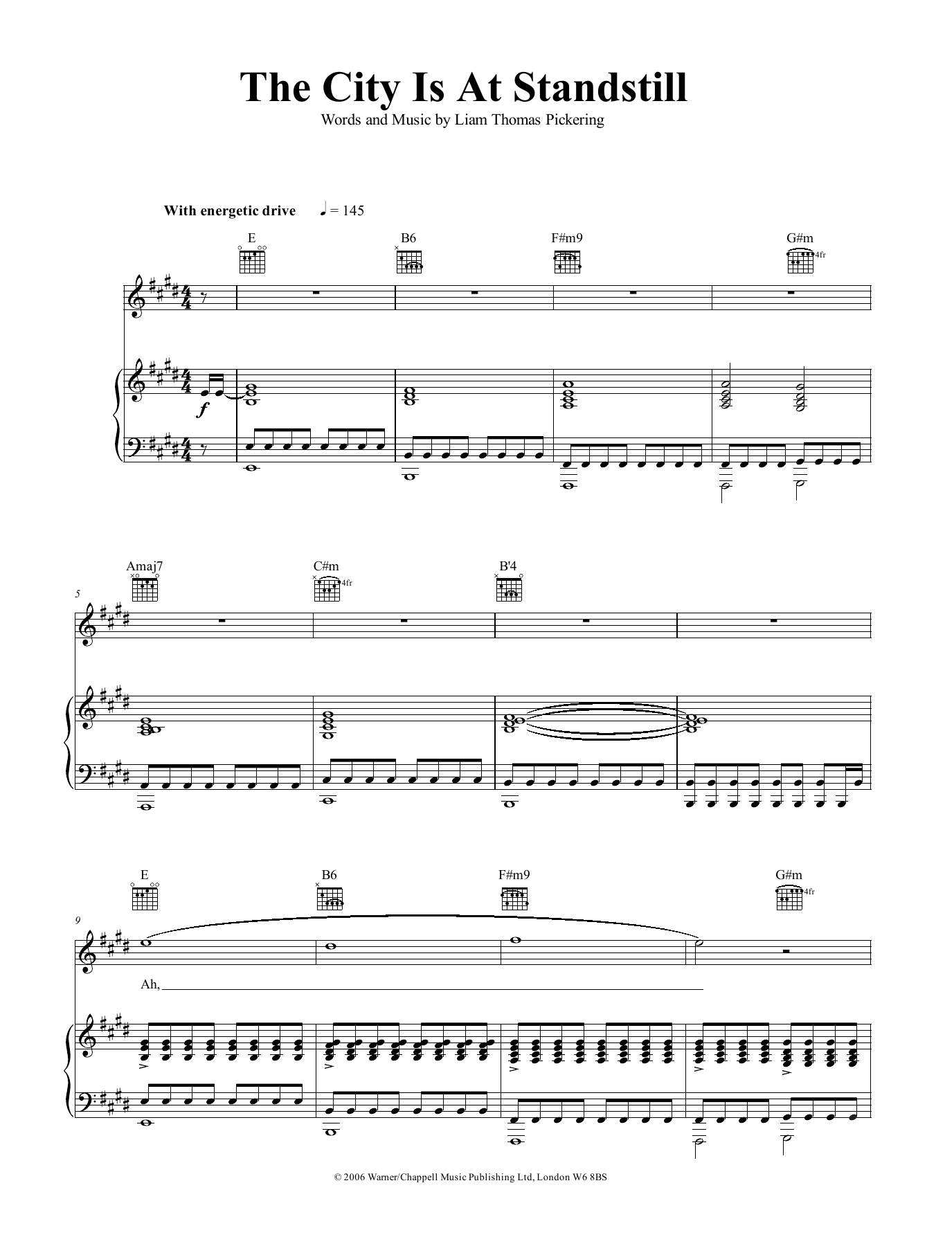 Liam Frost & The Slowdown Family The City Is At A Standstill Sheet Music Notes & Chords for Piano, Vocal & Guitar (Right-Hand Melody) - Download or Print PDF