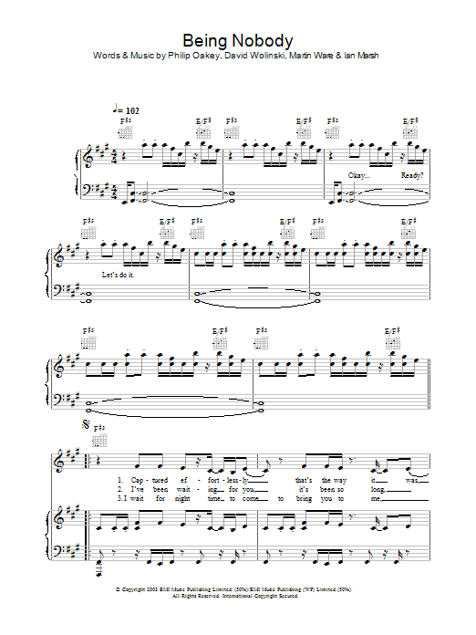 Richard X vs. Liberty X Being Nobody Sheet Music Notes & Chords for Piano, Vocal & Guitar (Right-Hand Melody) - Download or Print PDF