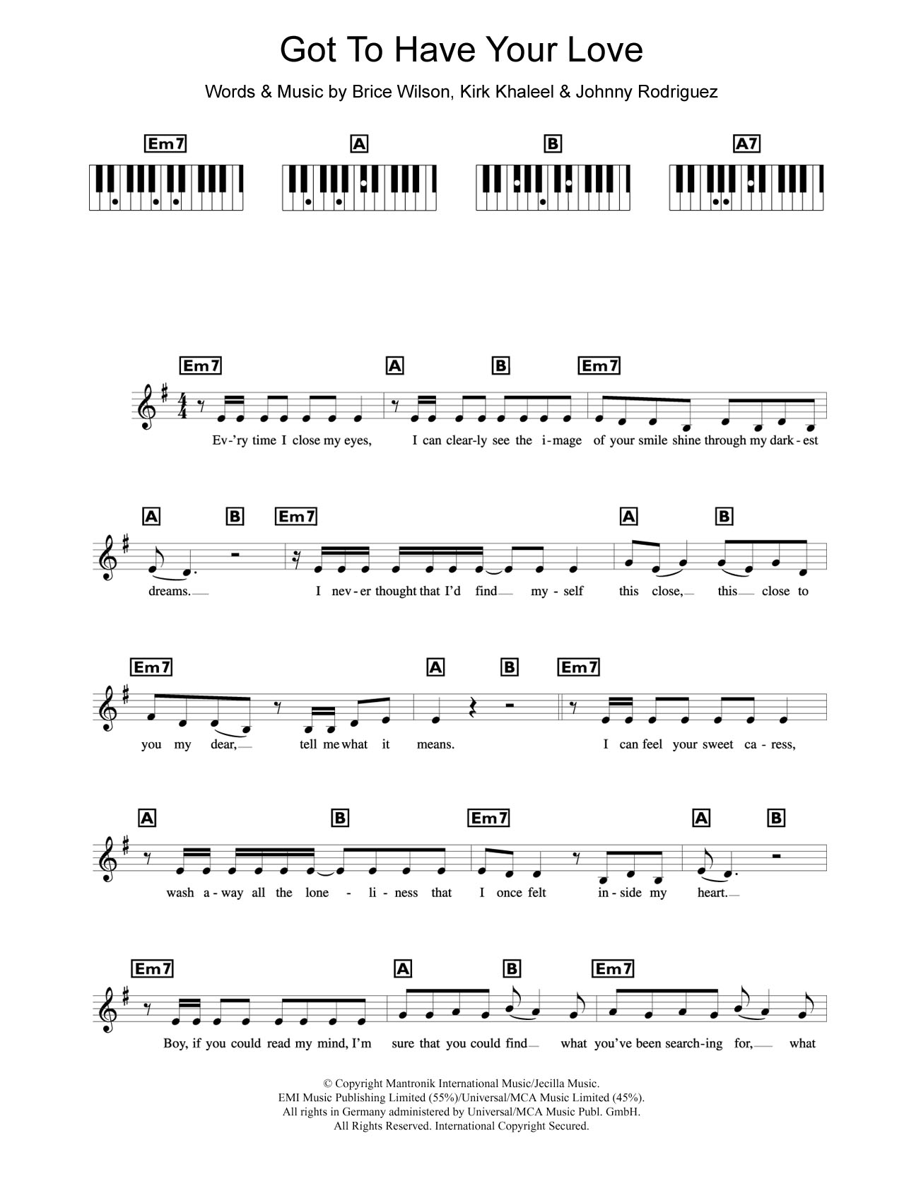 Liberty X Got To Have Your Love Sheet Music Notes & Chords for Keyboard - Download or Print PDF