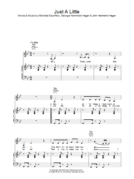 Liberty X Just A Little Sheet Music Notes & Chords for Lyrics & Chords - Download or Print PDF