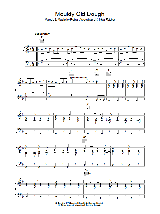 Lieutenant Pigeon Mouldy Old Dough Sheet Music Notes & Chords for Piano, Vocal & Guitar (Right-Hand Melody) - Download or Print PDF