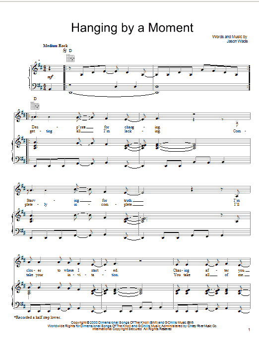 Lifehouse Hanging By A Moment Sheet Music Notes & Chords for Guitar Tab - Download or Print PDF