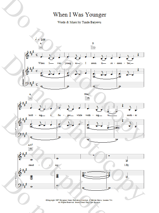 Lighthouse Family When I Was Younger Sheet Music Notes & Chords for Piano, Vocal & Guitar (Right-Hand Melody) - Download or Print PDF