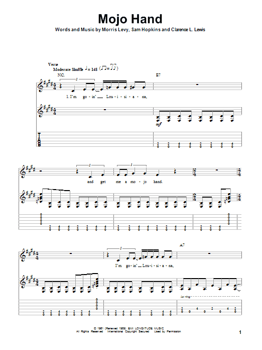 Lightnin' Hopkins Mojo Hand Sheet Music Notes & Chords for Guitar Tab Play-Along - Download or Print PDF