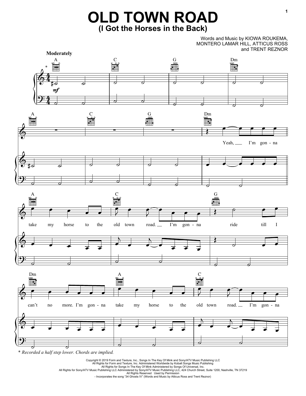 Lil Nas X Old Town Road (I Got The Horses In The Back) Sheet Music Notes & Chords for Ukulele - Download or Print PDF