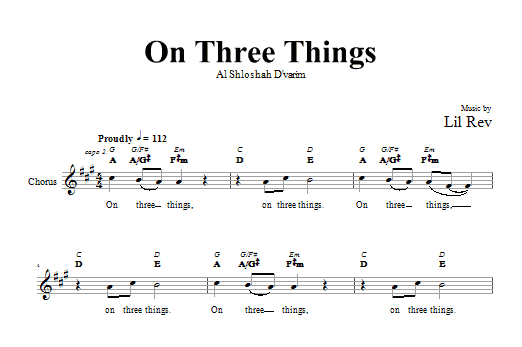 Lil Rev On Three Things Sheet Music Notes & Chords for Melody Line, Lyrics & Chords - Download or Print PDF