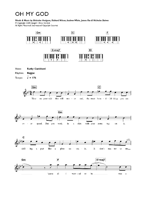 Lily Allen Oh My God Sheet Music Notes & Chords for Piano, Vocal & Guitar - Download or Print PDF